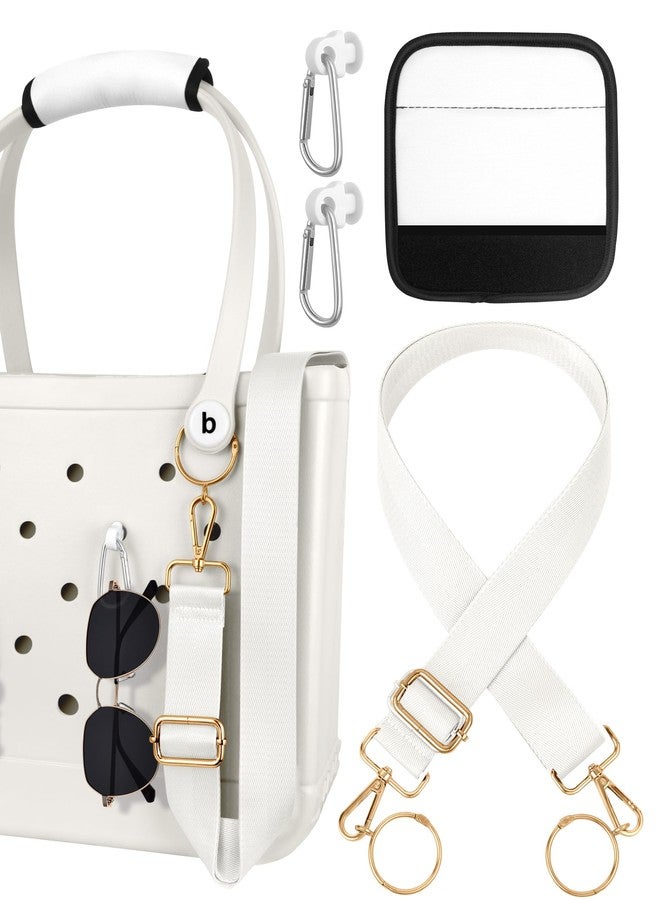 Toykee Bag Strap Crossbody Charms for Bogg Bag Accessories - Shoulder Strap Neoprene Luggage Handle Wrap for Suitcase & 2 Key Holders White - Image 1